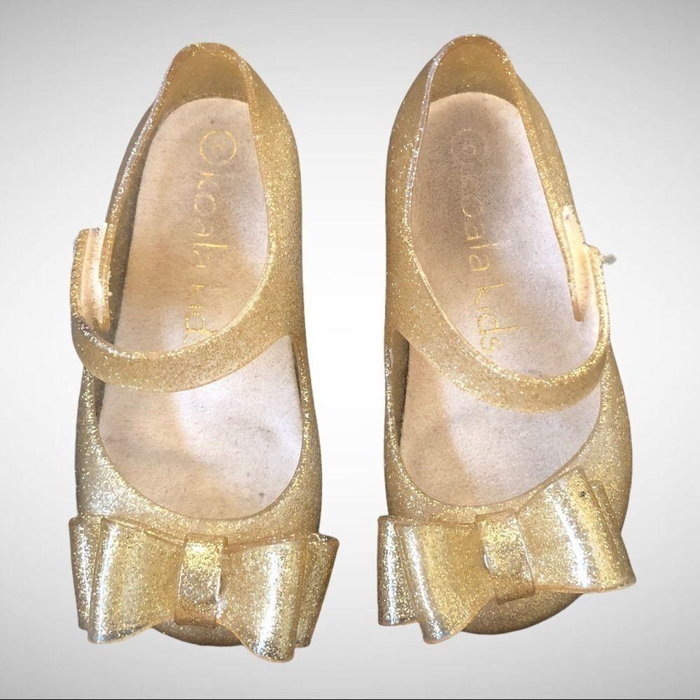 Koala Kids Gold Sparkle Mary Jane Jelly Shoes, 6